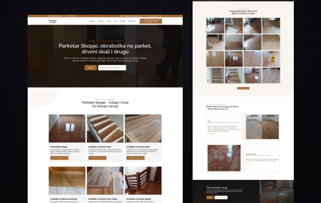 Изработена веб страна за Паркетар. Веб дизајн, веб девелопмент (изработка на веб страна) и SEO Оптимизација